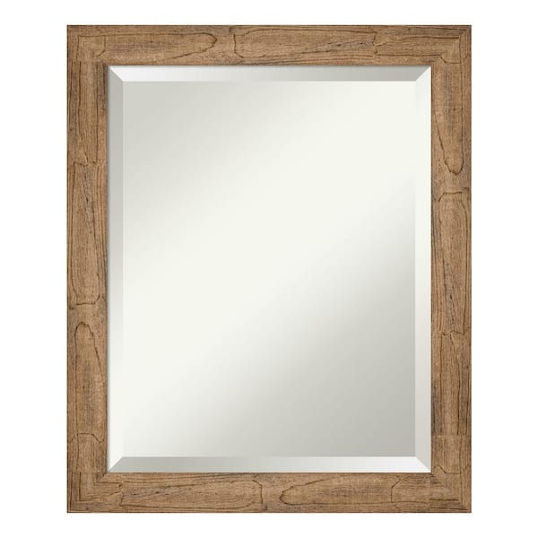Amanti Art Owl Brown Narrow 19.5 in. x 23.5 in. Beveled Rectangle Wood Framed Bathroom Wall Mirror in Brown