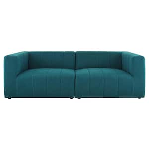 Bartlett 87 in. Teal Upholstered Fabric 2-Seats Loveseats