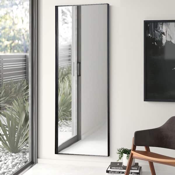 Lirago 65 in. x 22 in. Modern Rectangle Wrought Iron Framed Full Length Door Mirror