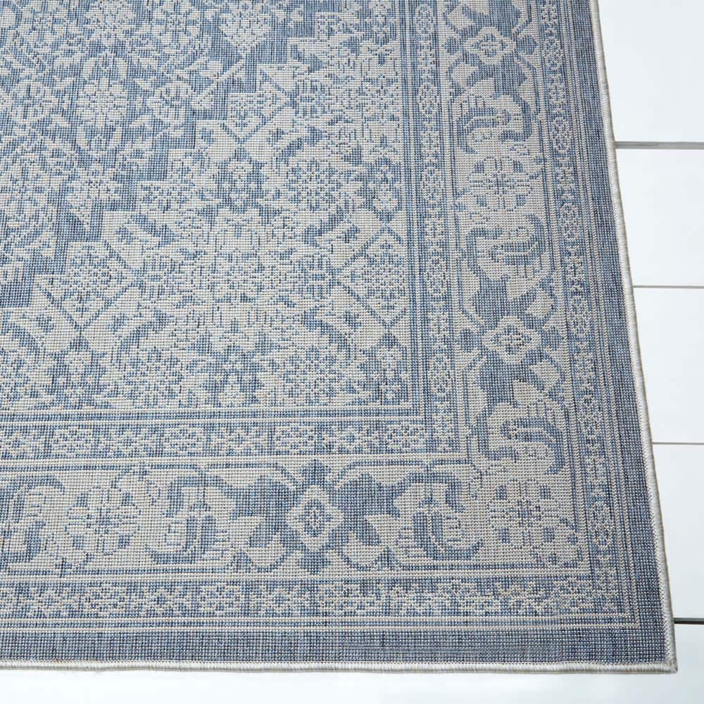 Blue/Gray Medallion 8' x 10' Easy-Care Synthetic Area Rug