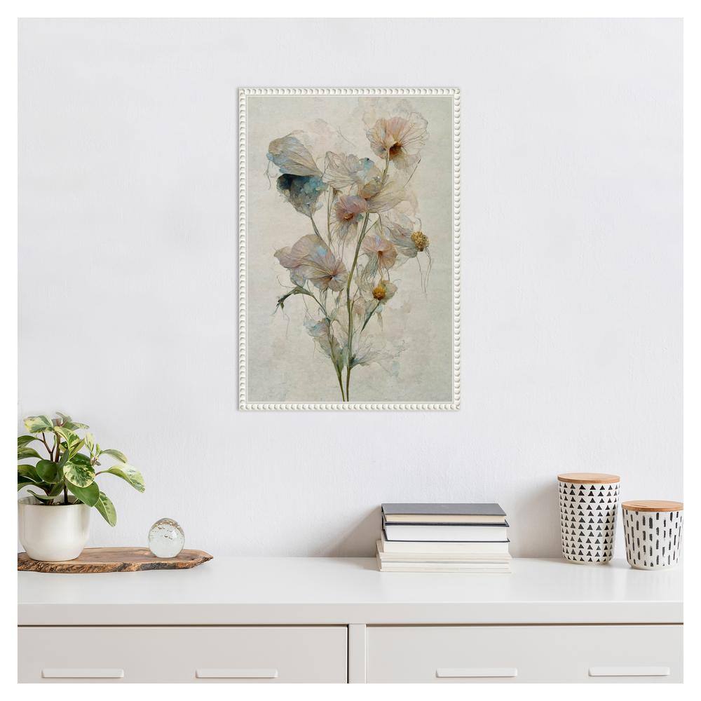 Ethereal Botanical Beaded Framed Canvas Wall Art