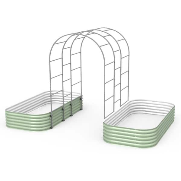 vego garden Garden Modular Arched Trellis System Triple Section 5 . 5 ' Long Trellis for 4.0' x 8.0' (10 in 1) Garden Bed