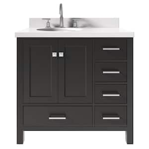 Cambridge 37 in. W x 22 in. D x 36 in. H Vanity in Espresso with Pure White Quartz Top