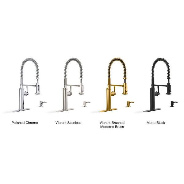 KOHLER Sous Pro-Style-Single Handle Pull Down Sprayer Kitchen Faucet in Vibrant Brushed Moderne Brass
