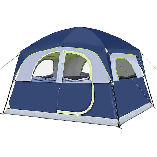 Camping Tent 10 ft. x 9 ft. Dark Blue 6 Person Waterproof Windproof Double Layer Family Camping