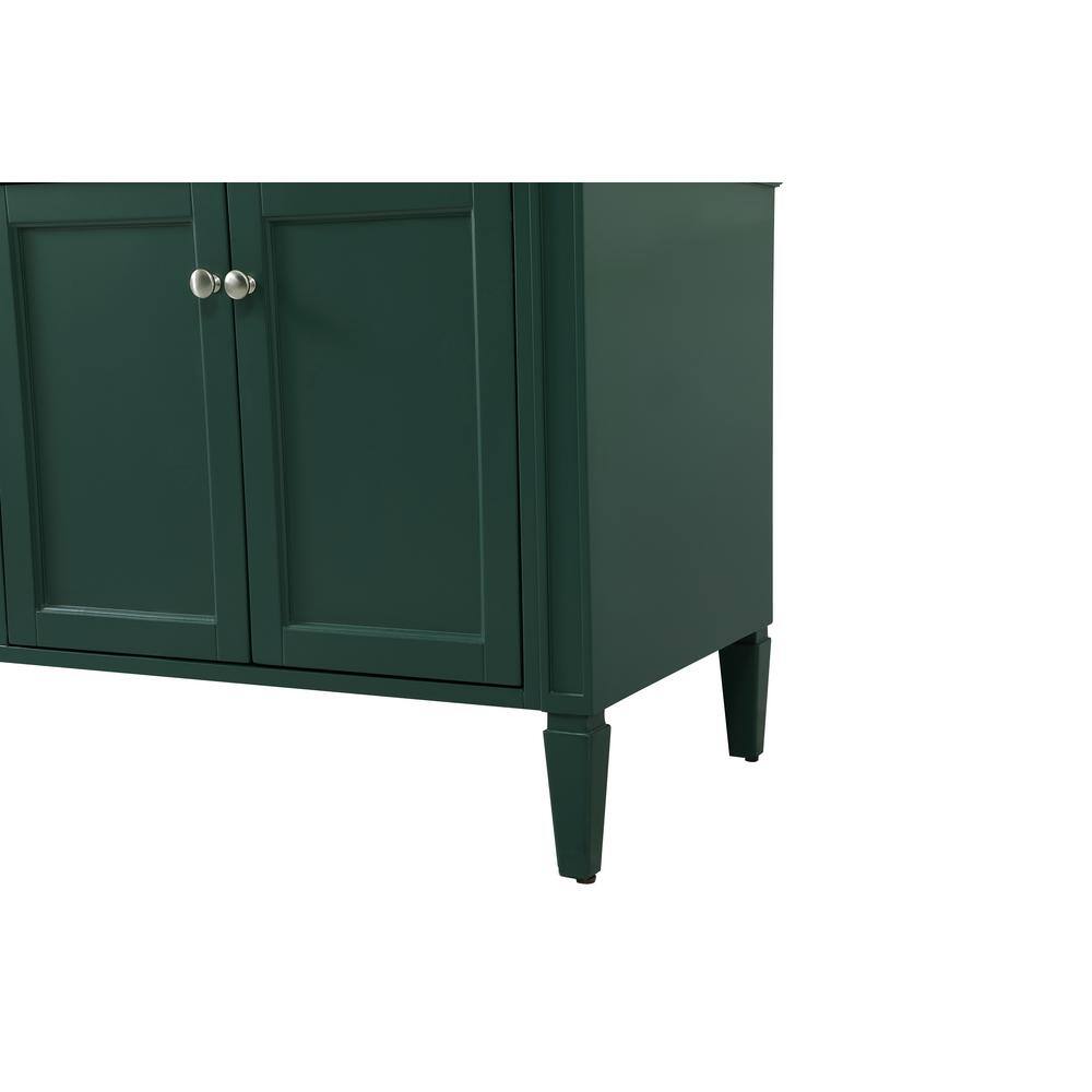 Green Solid Wood MDF Marble Double Bathroom Vanity with Porcelain Sinks