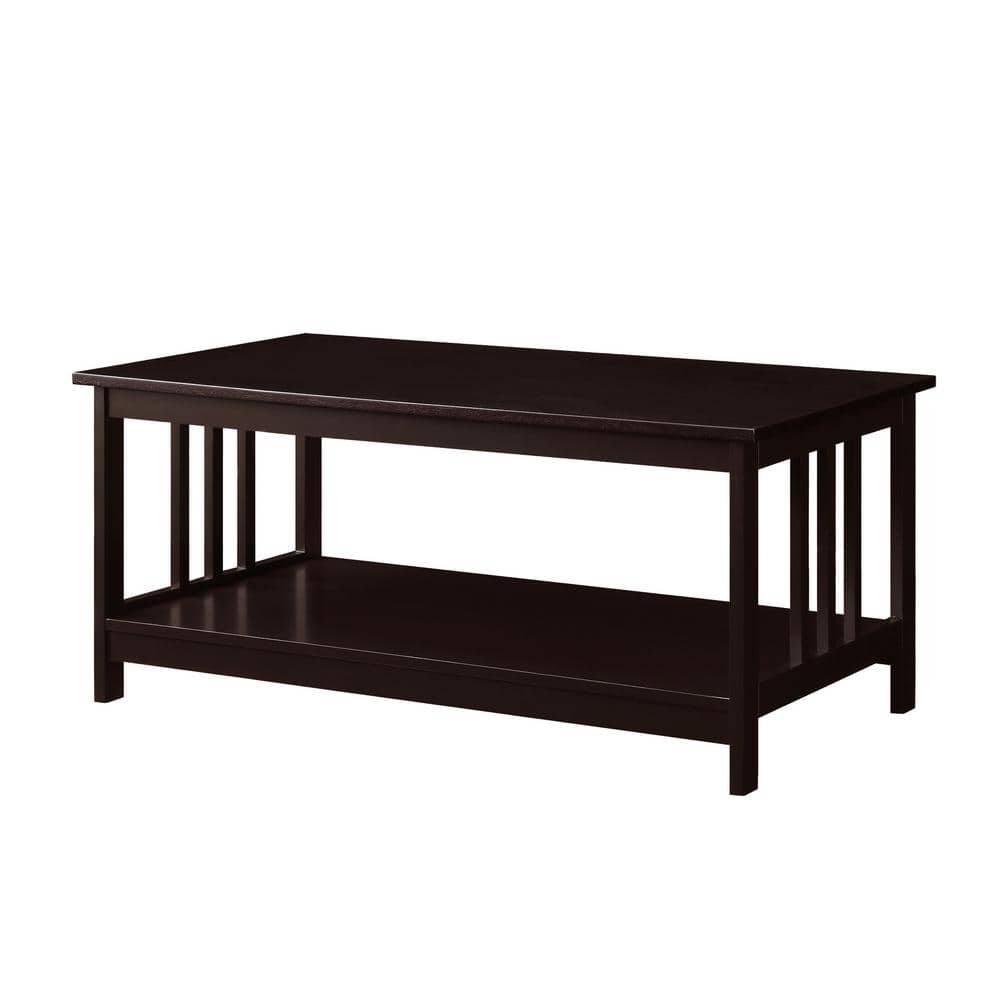 Espresso Mission Rectangular Coffee Table with Shelf
