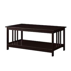 Mission 40 in. Espresso Medium Rectangle Wood Coffee Table with Shelf