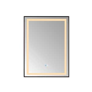 Teruel 24 in. W x 36 in. H Large Rectangular Aluminum Framed LED Wall Bathroom Vanity Mirror in Matte Black