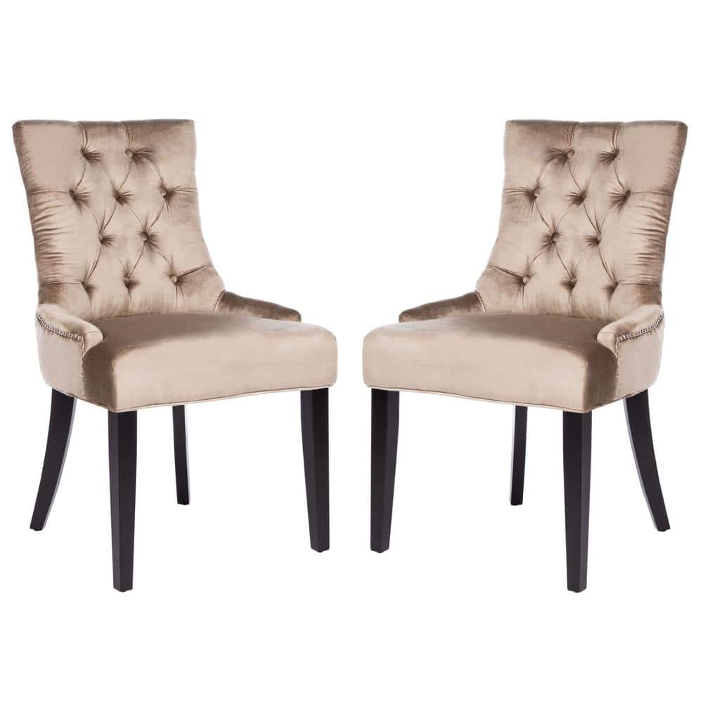 Antique Sage Velvet Upholstered Parsons Side Chair Set