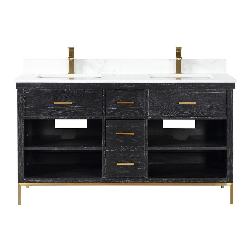 Altair Kesia 60 in. W x 22 in. D x 34 in. H Bath Vanity in Black
