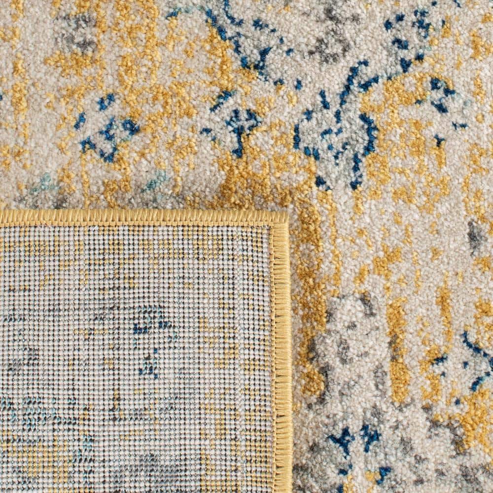 Gold and Ivory High Pile Rectangular Rug