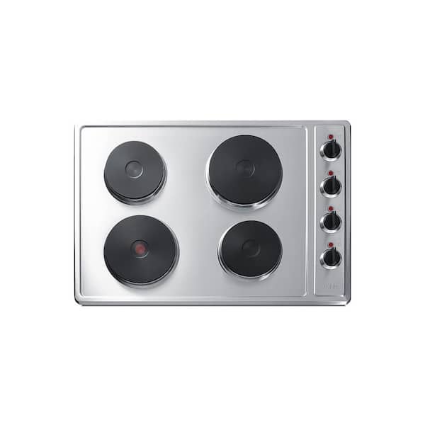 Summit Appliance 30 in. 4 Elements with Solid Disk Electric Cooktop in Stainless Steel