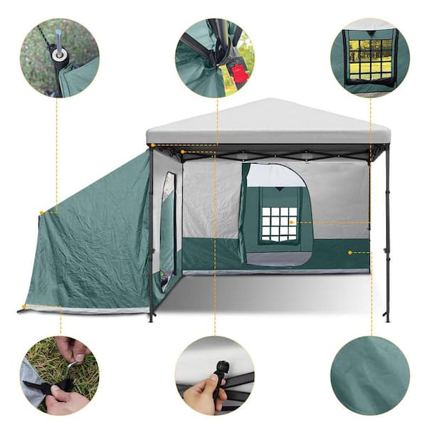 Zeus & Ruta Green Side Tent Camping Tent for 10 ft. x 10 ft. Pop