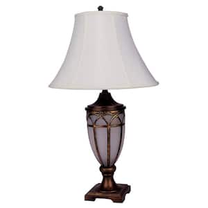 31 in. Antique Brass Finish Table Lamp with Night Light