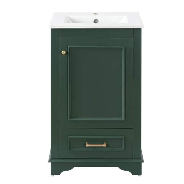 20 inch Modern Green Bathroom Vanity with Ceramic Sink