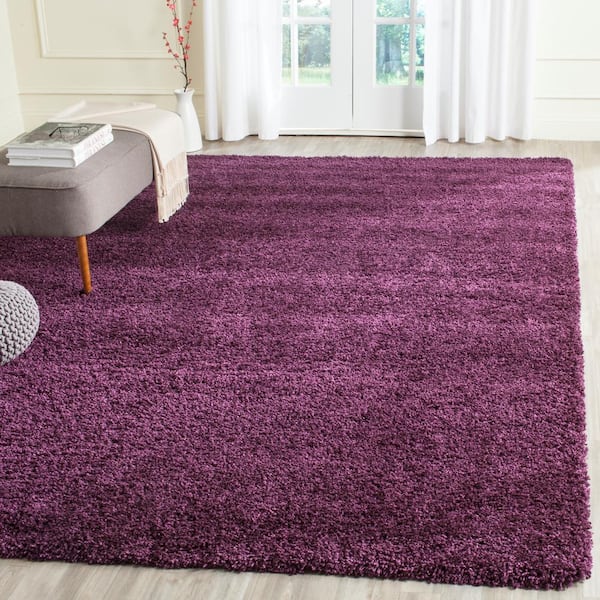 California Shag Purple 7 ft. x 7 ft. Square Solid Area Rug