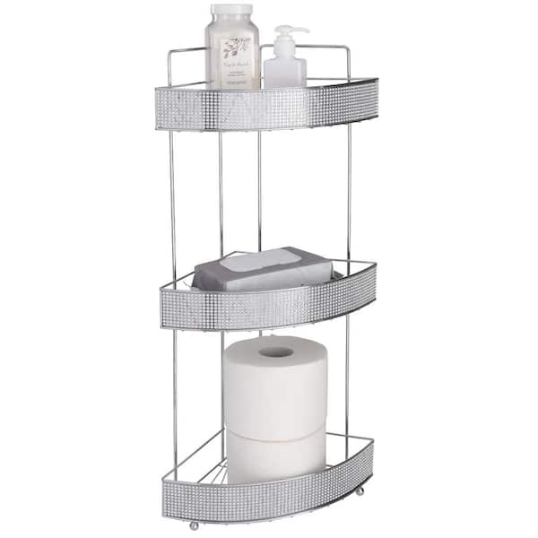 Bath Bliss 3 Shelves Tiered Bathroom Storage Rack in Satin Nickel 