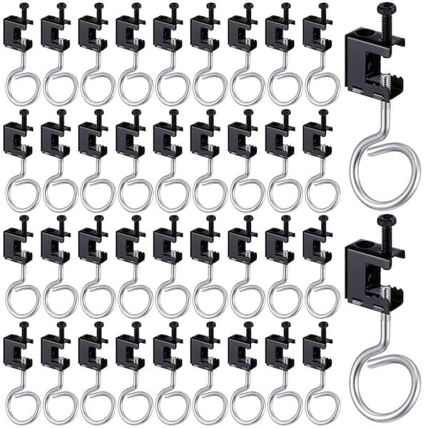 50-Set 1/4-20 Steel Beam Clamps with 1-1/4 in Bridle Rings, Bolt-On Hangers for Pipe and Cable Support