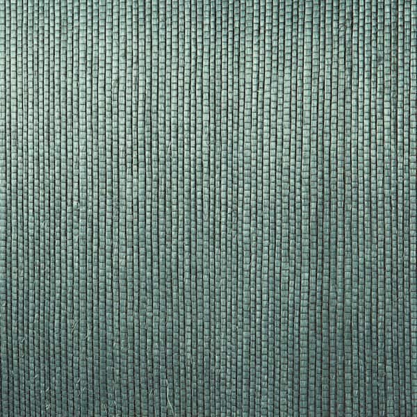 Kenneth James Thanos Teal Grasscloth Teal Wallpaper Sample