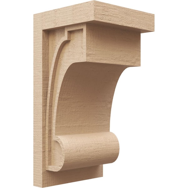 Ekena Millwork 10 in. x 10 in. x 20 in. Series 2 Wide Alma Rough Cedar Woodgrain Timberthane Polyurethane Corbel, Primed Tan