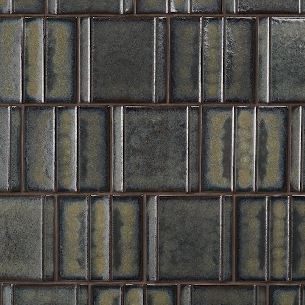 Hikari Garden Green 5.82 in. x 5.82 in. 3D Metallic Look Matte Porcelain Wall Tile (7.82 sq. ft. / Case)