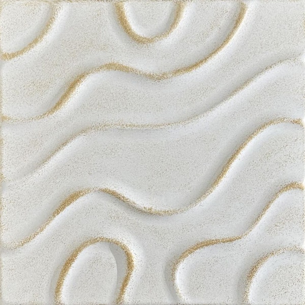 Modern Art White Washed Gold 1.6 ft. x 1.6 ft. Decorative Foam Glue Up Ceiling Tile (259.2 sq. ft. /case)