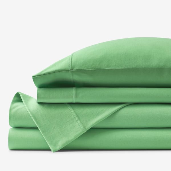 The Company Store Company Cotton 3-Piece Spring Green Solid Cotton Jersey Knit Twin XL Sheet Set