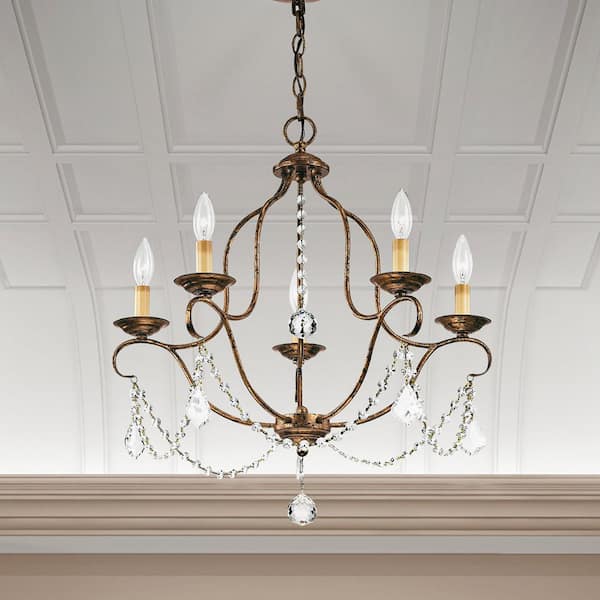 AVIANCE LIGHTING Langdon 5 Light Hand Applied Venetian Golden Bronze Chandelier