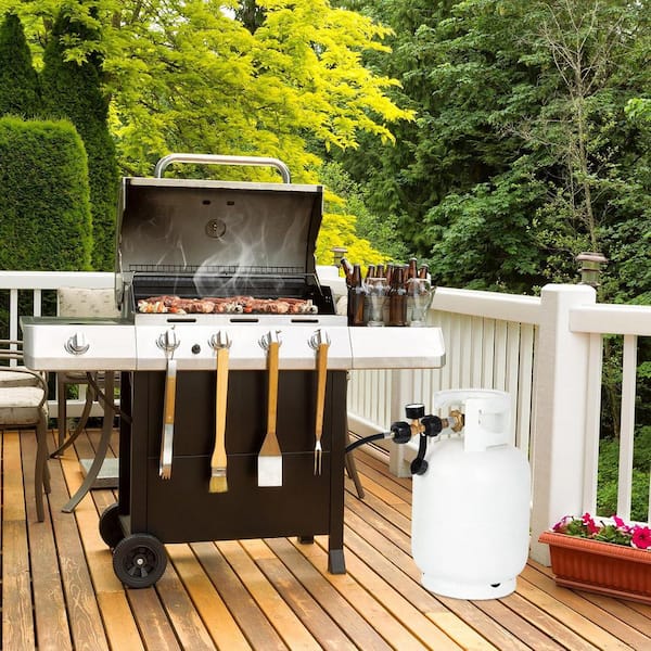 Solid Brass Propane Adapter Tank Gauge for 5-20 lb. with QCC1 Connection, Accurate Gas Level Indicator (2-Pack)