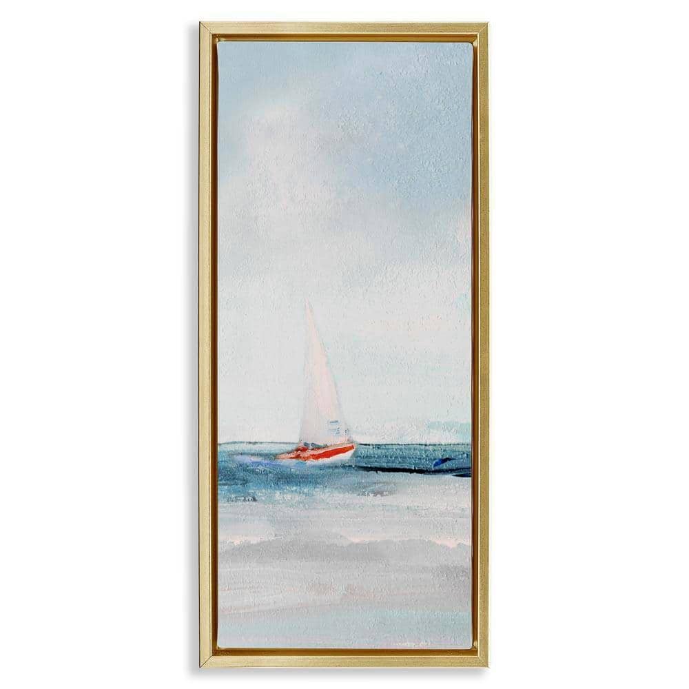 Stupell Industries Sailboat in Distance by Sally Swatland Gold Floater ...