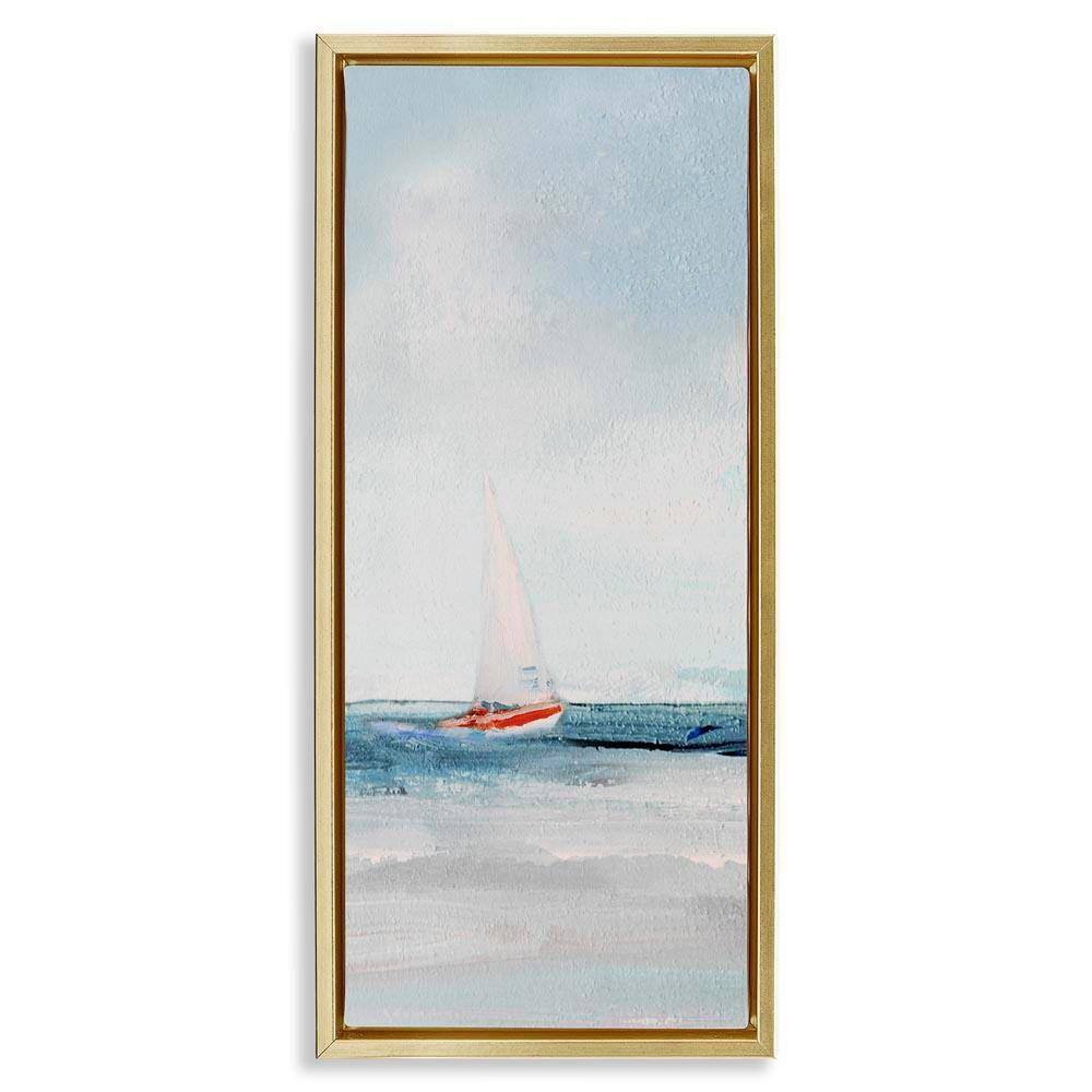 Stupell Industries Sailboat in Distance by Sally Swatland Gold Floater ...