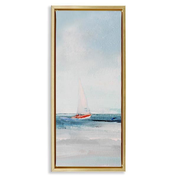 Stupell Industries Sailboat in Distance by Sally Swatland Gold Floater ...