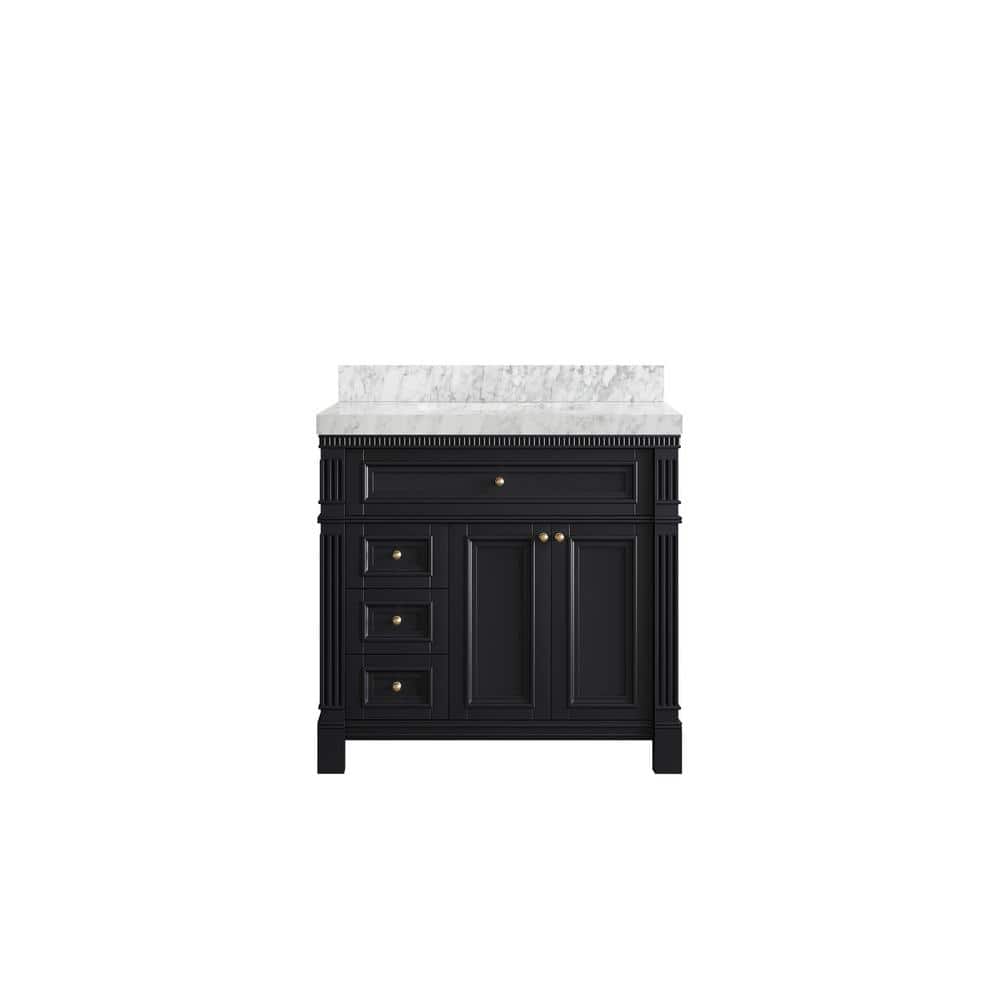 Paris 36 in. W x 22 in. D x 36 in. H Single Sink Bath Vanity Center in Black with 2 in. Carrara Marble Top price history on PriceWatchPro