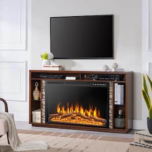 37 in. 1500W Electric Fireplace Insert Heater Log Flame Effect w/Remote Control