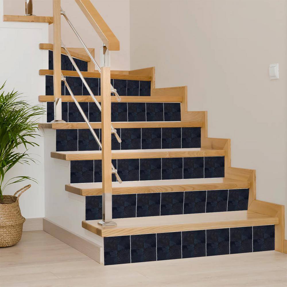 Dark Slate Gray Vinyl Peel and Stick Wall Tiles, 8x8-inch
