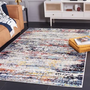 Adirondack Ivory/Navy 4 ft. x 6 ft. Rust Bold Eclectic Area Rug