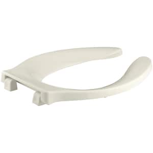 Stronghold Standard open Elongated Front Toilet Seat with Self-sustaining Check Hinge in Biscuit