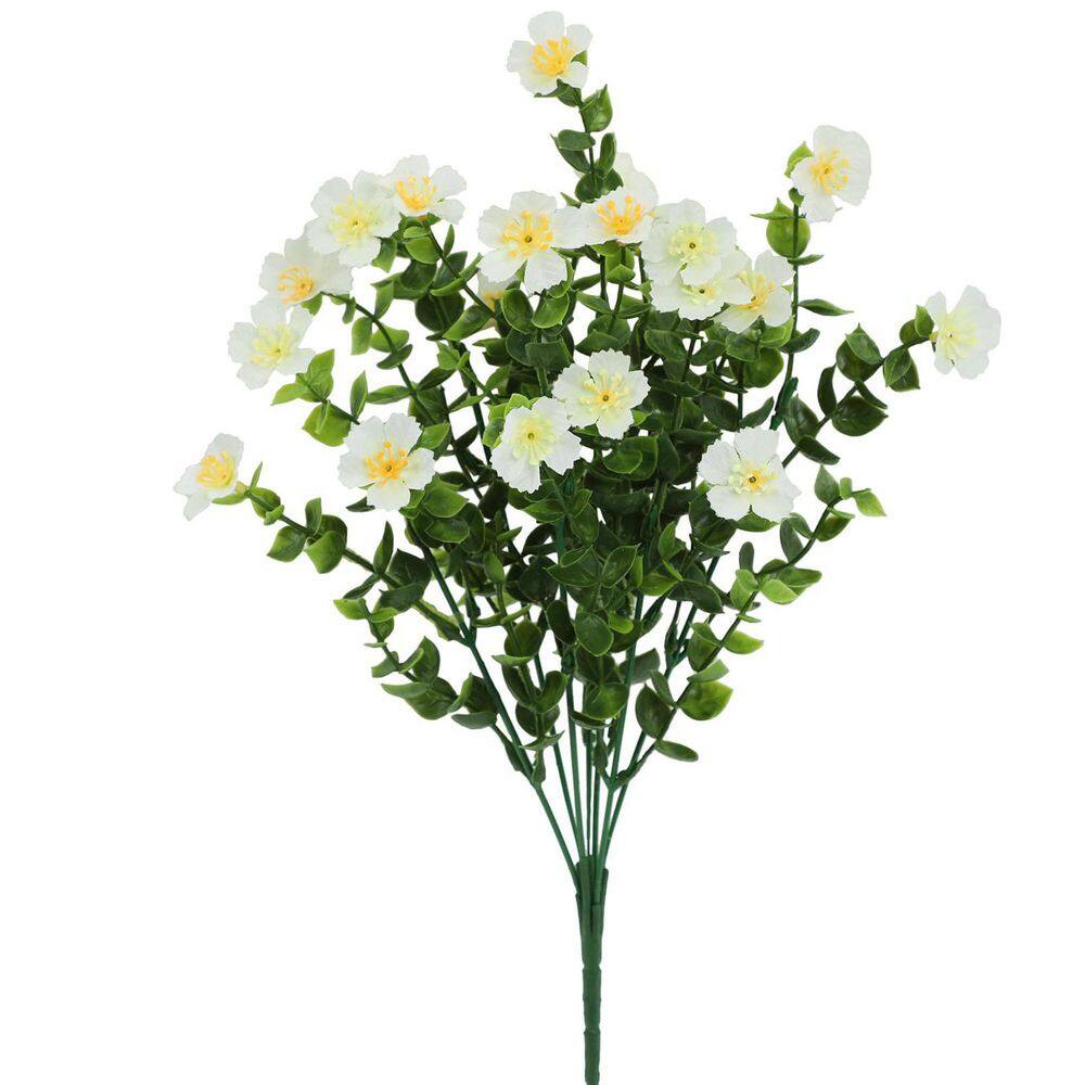 Afoxsos 3.90" 12 Bundles Artificial White Flowers for Outdoor Planters ...