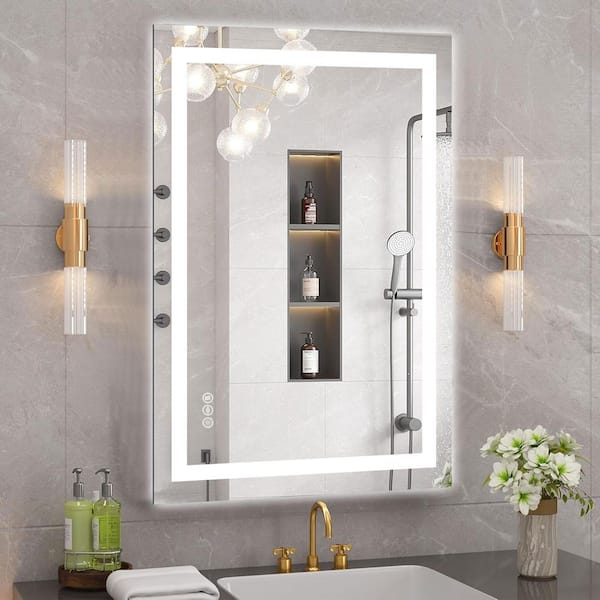 24 in. W x 36 in. H Rectangular Frameless Anti-Fog LED Front Light Backlit Wall Mirror Bathroom Vanity Mirror