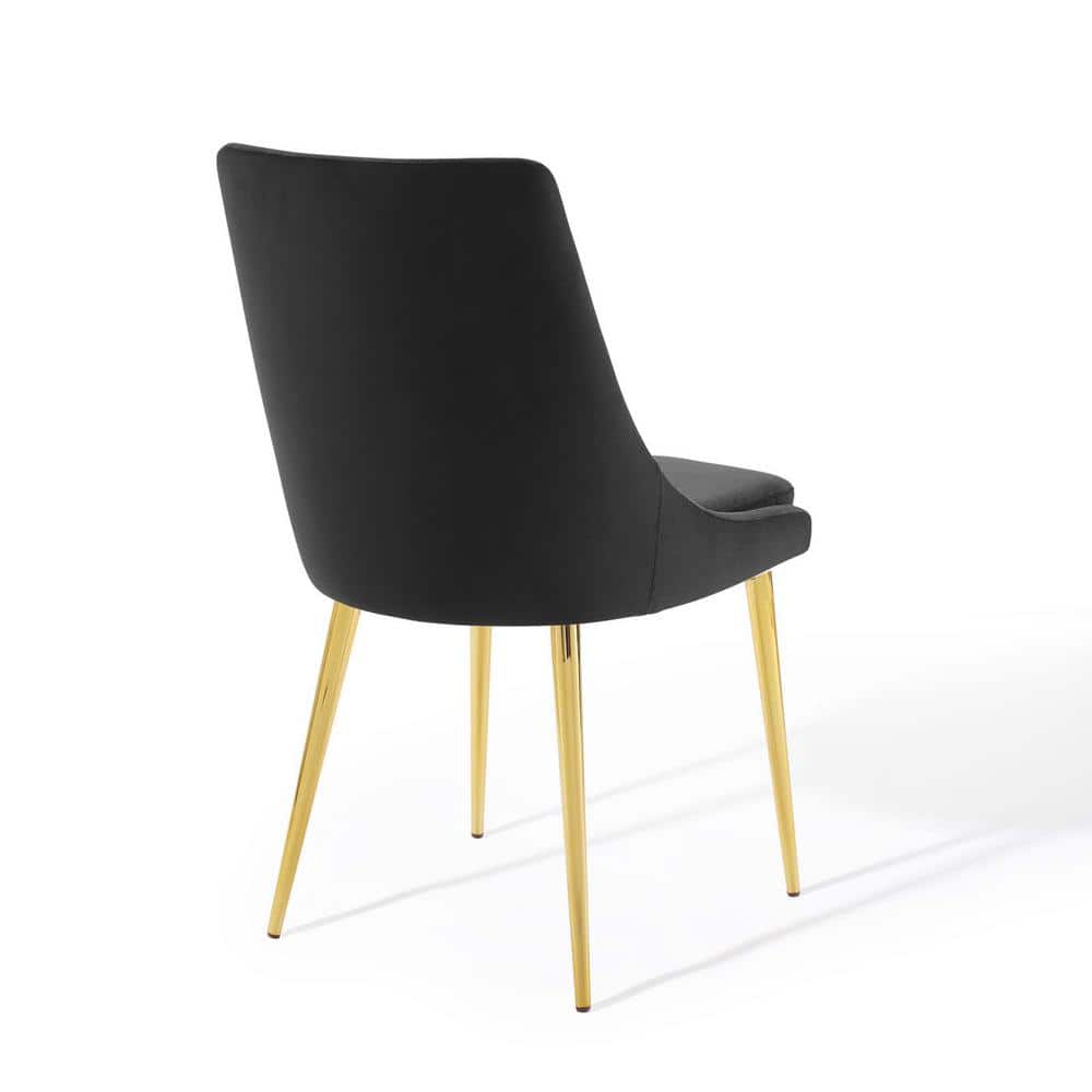 Elegant High-Back Black Velvet Swivel Side Chair with Gold Metal Legs