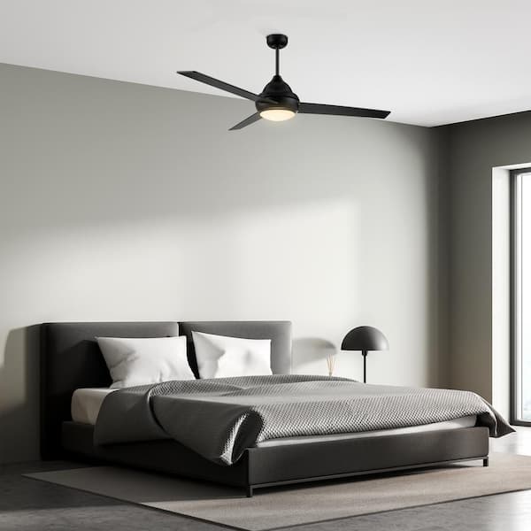 Konfor 52 in. Integrated LED Indoor Black DC Motor Ceiling Fan with Light Kit and Remote Control Included