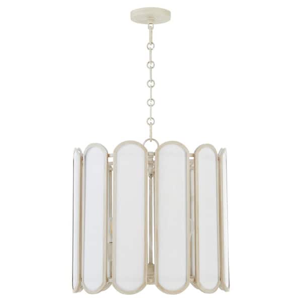 quorum Belleview 4 Light Pendant - Washed Oak
