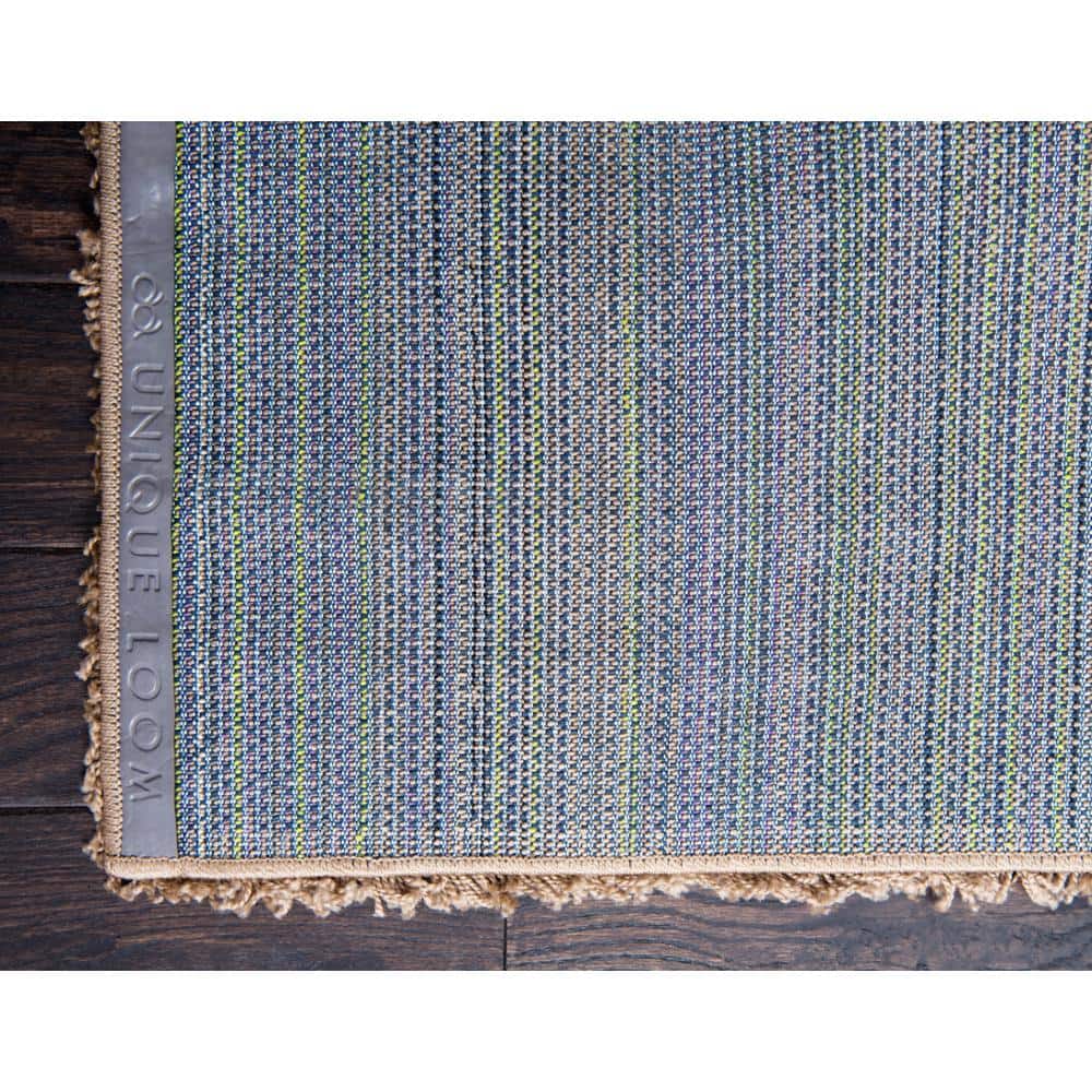 Luxurious 8' x 10' Blue Solid Shag Synthetic Area Rug