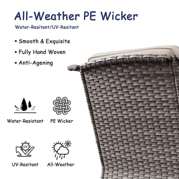 JOYSIDE 5-Piece Wicker Outdoor Patio Seating Conversation Set 