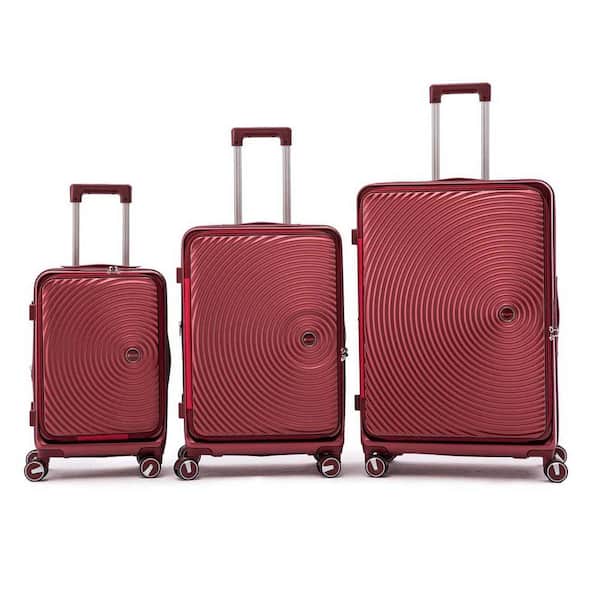 Luggage Sets 3-Piece (20/24/28), Expandable Carry On Hardside Luggage Set with TSA Lock, Lightweight Suitcase, Wine Red