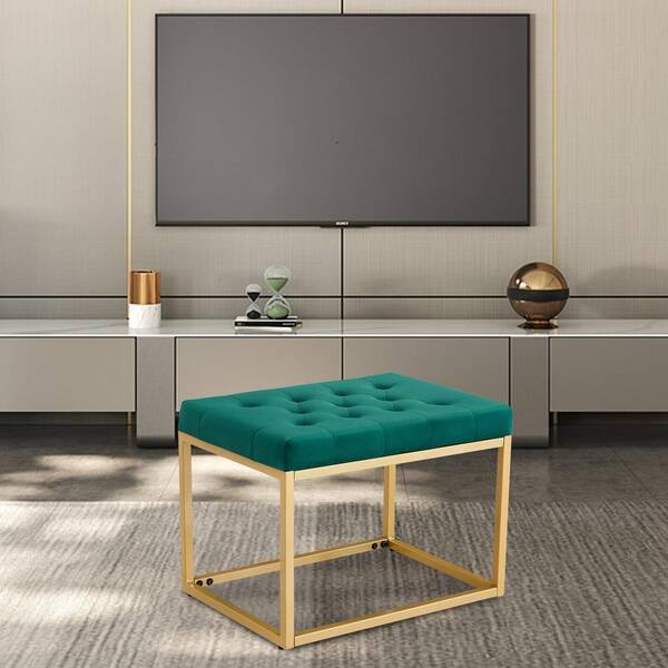 Green velvet discount chair and footstool