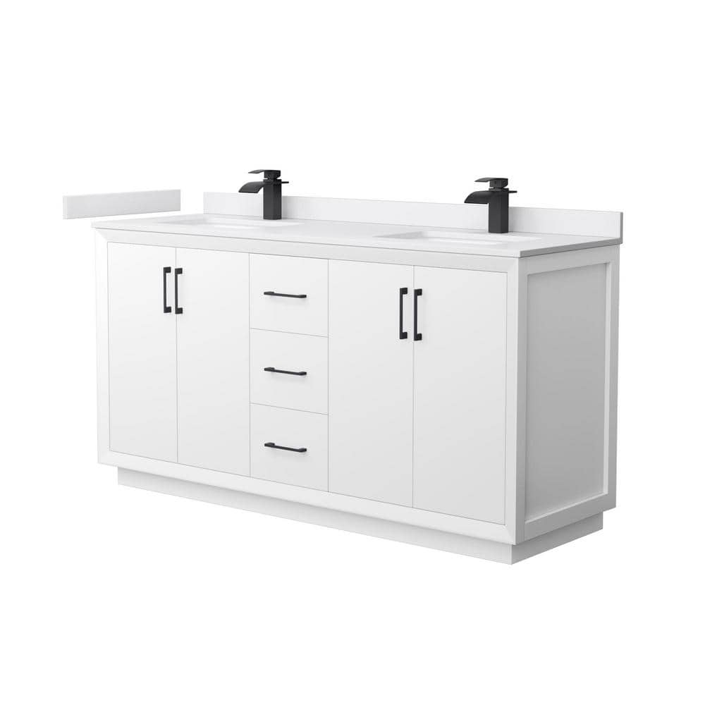 Strada 66 in. W x 22 in. D x 35 in. H Double Bath Vanity in White with White Cultured Marble Top price history on PriceWatchPro