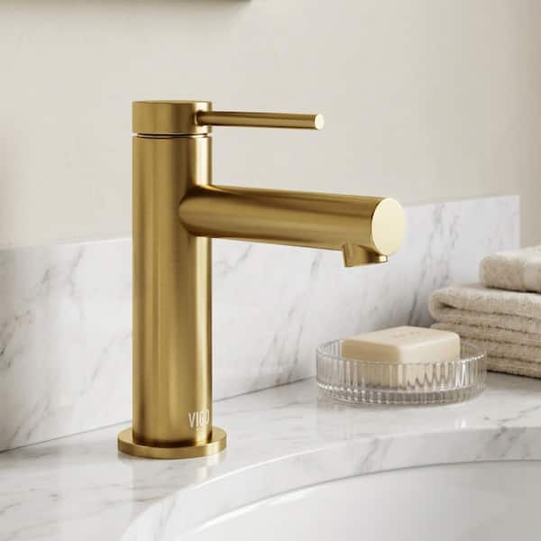 Jewel 6 in. Single-Hole Single Handle Bathroom Faucet in Matte Brushed Gold