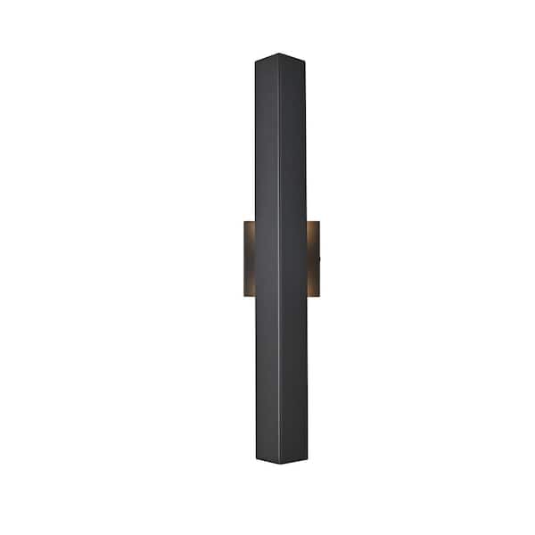 24 in. Black Outdoor Hardwired Wall Sconce with Integrated LED